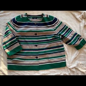 TALBOTS green and tan striped blazer 2X
